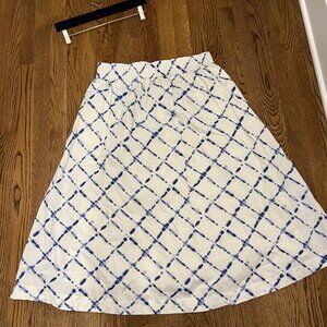 Gap Womens Size L Pull-on Midi Skirt Blue Print Lined Pockets
